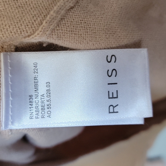 Reiss Preppy Neutral Scallop Trim Cotton Wool Cashmere Blend Sweater Top Small - Picture 4 of 6